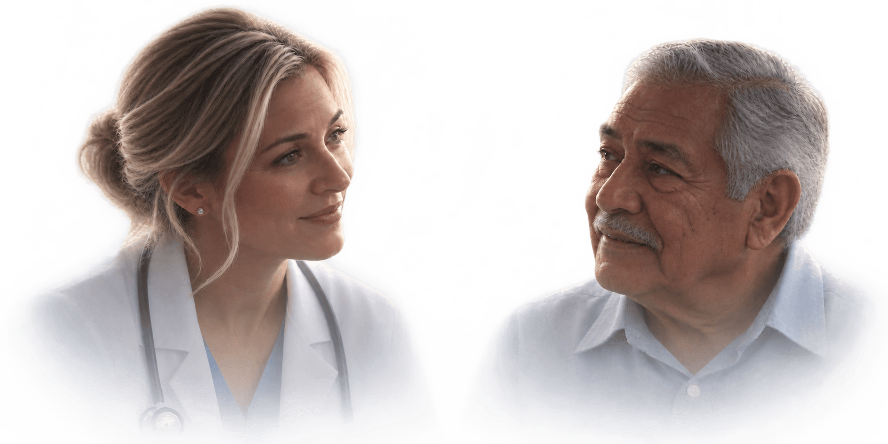 A physician explaining care to an elderly patient